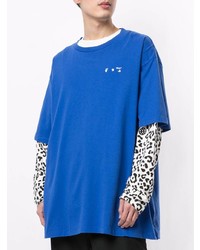 blaues T-Shirt mit einem Rundhalsausschnitt von Off-White