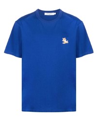blaues T-Shirt mit einem Rundhalsausschnitt von MAISON KITSUNÉ