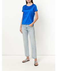 blaues T-Shirt mit einem Rundhalsausschnitt von Blanca