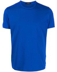 blaues T-Shirt mit einem Rundhalsausschnitt von Moorer