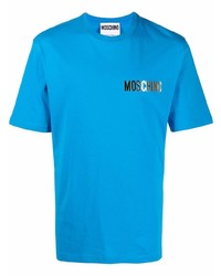 blaues T-Shirt mit einem Rundhalsausschnitt von Moschino
