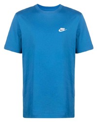 blaues T-Shirt mit einem Rundhalsausschnitt von Nike