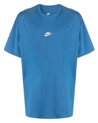 blaues T-Shirt mit einem Rundhalsausschnitt von Nike