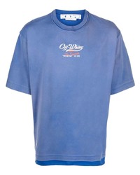 blaues T-Shirt mit einem Rundhalsausschnitt von Off-White