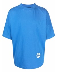 blaues T-Shirt mit einem Rundhalsausschnitt von Palm Angels