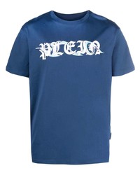 blaues T-Shirt mit einem Rundhalsausschnitt von Philipp Plein