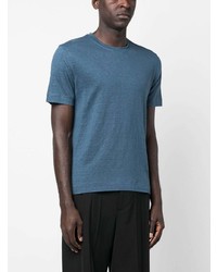 blaues T-Shirt mit einem Rundhalsausschnitt von Zegna