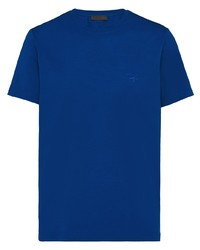 blaues T-Shirt mit einem Rundhalsausschnitt von Prada