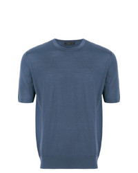 blaues T-Shirt mit einem Rundhalsausschnitt von Prada