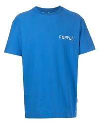 blaues T-Shirt mit einem Rundhalsausschnitt von purple brand