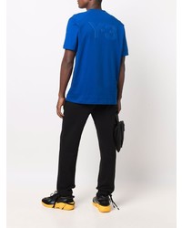 blaues T-Shirt mit einem Rundhalsausschnitt von Y-3