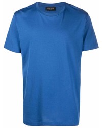 blaues T-Shirt mit einem Rundhalsausschnitt von Roberto Collina