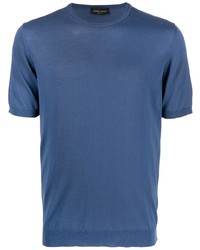 blaues T-Shirt mit einem Rundhalsausschnitt von Roberto Collina