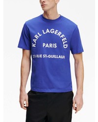 blaues T-Shirt mit einem Rundhalsausschnitt von Karl Lagerfeld