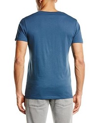 blaues T-Shirt mit einem Rundhalsausschnitt von Selected Homme