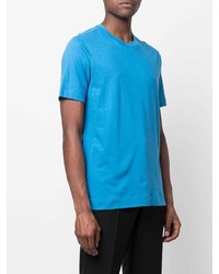 blaues T-Shirt mit einem Rundhalsausschnitt von Z Zegna