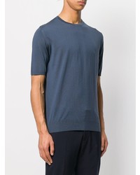 blaues T-Shirt mit einem Rundhalsausschnitt von Prada