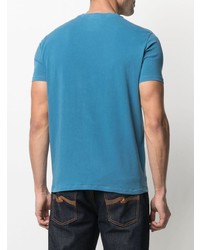 blaues T-Shirt mit einem Rundhalsausschnitt von Majestic Filatures