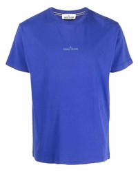 blaues T-Shirt mit einem Rundhalsausschnitt von Stone Island