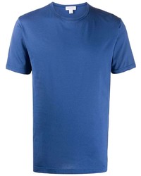 blaues T-Shirt mit einem Rundhalsausschnitt von Sunspel