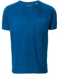 blaues T-Shirt mit einem Rundhalsausschnitt