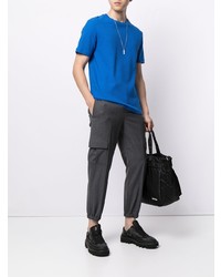 blaues T-Shirt mit einem Rundhalsausschnitt von Emporio Armani