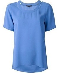 blaues T-Shirt mit einem Rundhalsausschnitt von Tibi