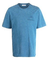 blaues T-Shirt mit einem Rundhalsausschnitt von Wood Wood