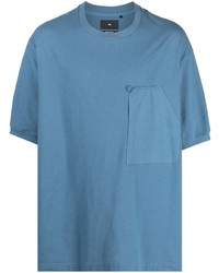 blaues T-Shirt mit einem Rundhalsausschnitt von Y-3