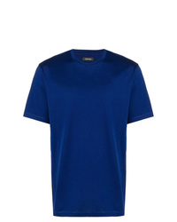 blaues T-Shirt mit einem Rundhalsausschnitt von Z Zegna