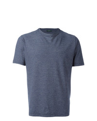 blaues T-Shirt mit einem Rundhalsausschnitt von Zanone