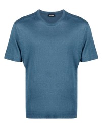 blaues T-Shirt mit einem Rundhalsausschnitt von Zegna