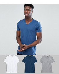 blaues T-Shirt mit einem V-Ausschnitt von ASOS DESIGN
