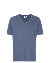blaues T-Shirt mit einem V-Ausschnitt von Bassike