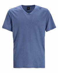 blaues T-Shirt mit einem V-Ausschnitt von BOSS