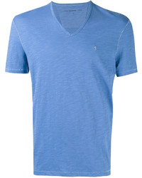 blaues T-Shirt mit einem V-Ausschnitt von John Varvatos