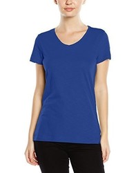 blaues T-Shirt mit einem V-Ausschnitt von Stedman Apparel