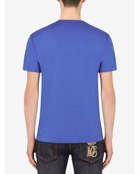 blaues T-Shirt mit einem V-Ausschnitt von Dolce & Gabbana