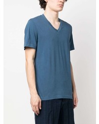 blaues T-Shirt mit einem V-Ausschnitt von James Perse