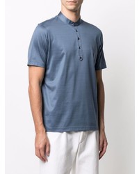 blaues T-shirt mit einer Knopfleiste von La Fileria For D'aniello