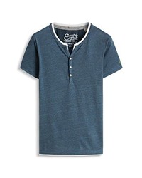 blaues T-shirt mit einer Knopfleiste von Esprit