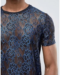 blaues T-shirt mit geometrischem Muster von Reclaimed Vintage