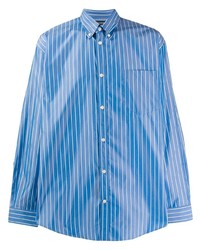blaues vertikal gestreiftes Langarmhemd von Balenciaga