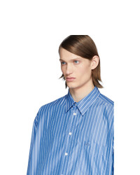 blaues vertikal gestreiftes Langarmhemd von Balenciaga