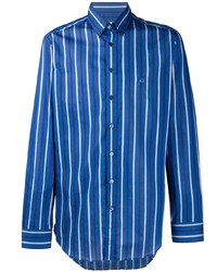 blaues vertikal gestreiftes Langarmhemd von Etro