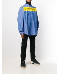 blaues vertikal gestreiftes Langarmhemd von Balenciaga