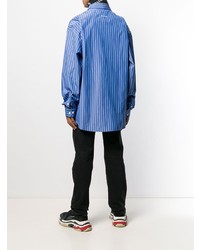 blaues vertikal gestreiftes Langarmhemd von Balenciaga