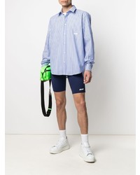 blaues vertikal gestreiftes Langarmhemd von MSGM