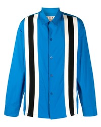 blaues vertikal gestreiftes Langarmhemd von Marni