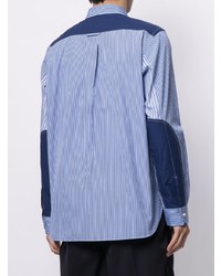 blaues vertikal gestreiftes Langarmhemd von Junya Watanabe MAN